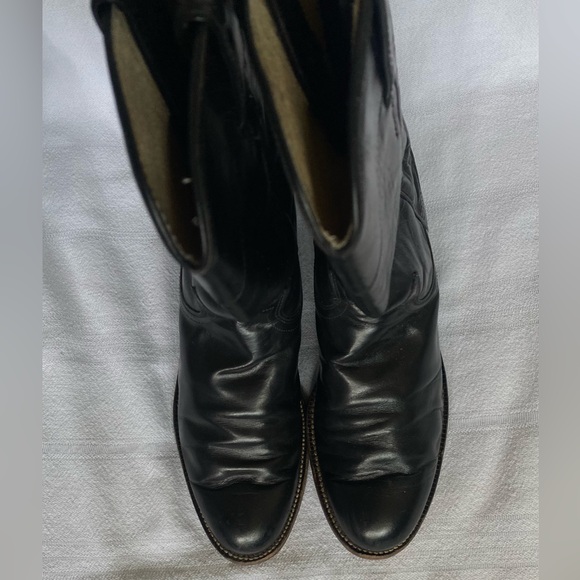 Justin Leather Roper Boots Black 6 - Picture 4 of 6